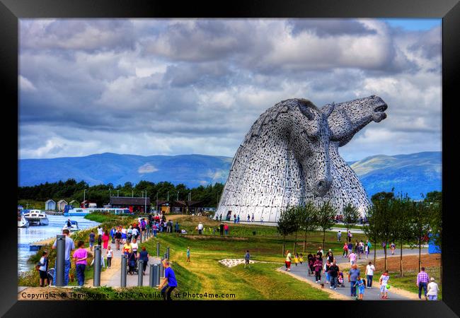 Enjoying the Kelpies Framed Print by Tom Gomez