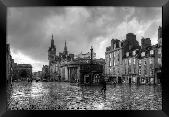Aberdeen in the rain - B&W Framed Print by Tom Gomez