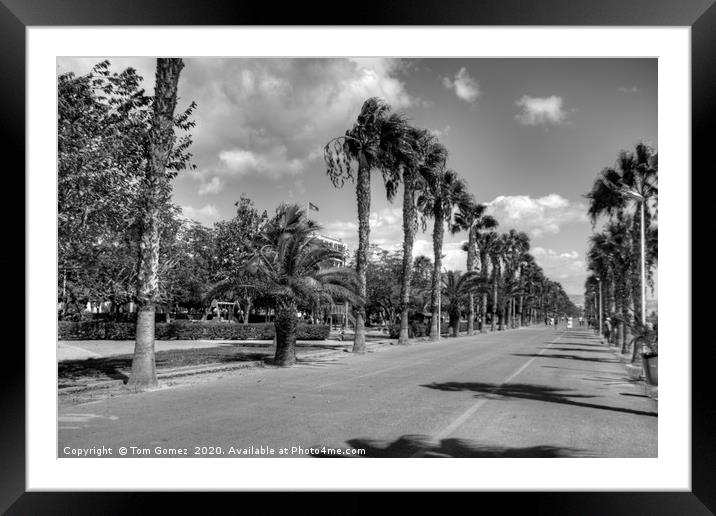 Limassol Promenade - B&W Framed Mounted Print by Tom Gomez