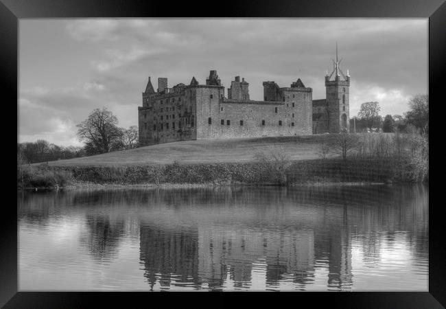 Palace and Church by the Loch - B&W Framed Print by Tom Gomez
