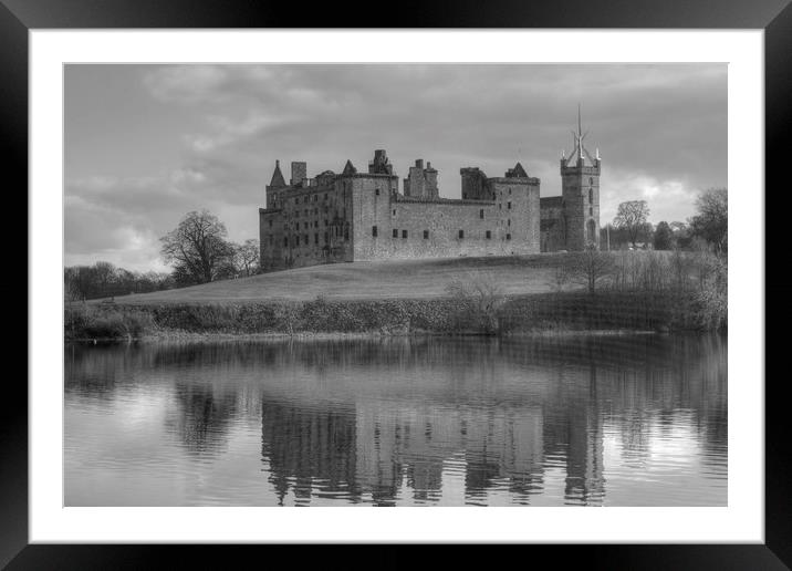 Palace and Church by the Loch - B&W Framed Mounted Print by Tom Gomez