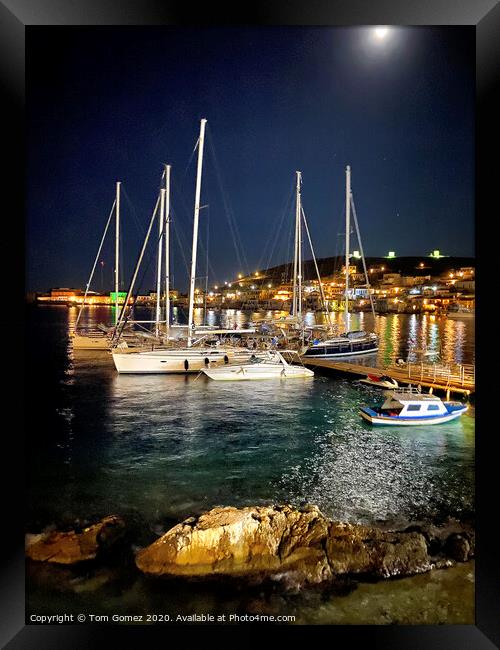 The small pier at night Framed Print by Tom Gomez