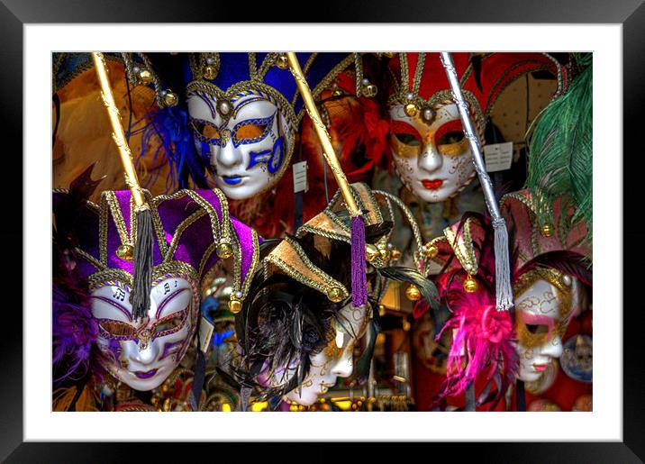 Venetian Masks Framed Mounted Print by Tom Gomez