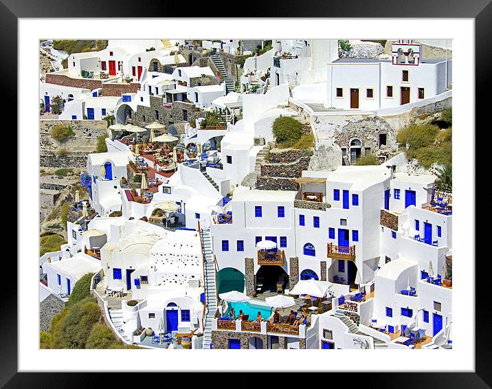 Living in Oia Framed Mounted Print by Tom Gomez