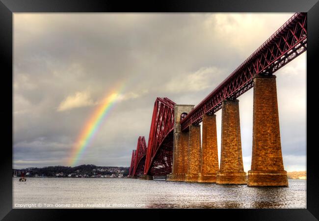 Bridge and Rainbow Framed Print by Tom Gomez