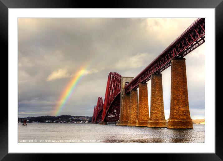 Bridge and Rainbow Framed Mounted Print by Tom Gomez