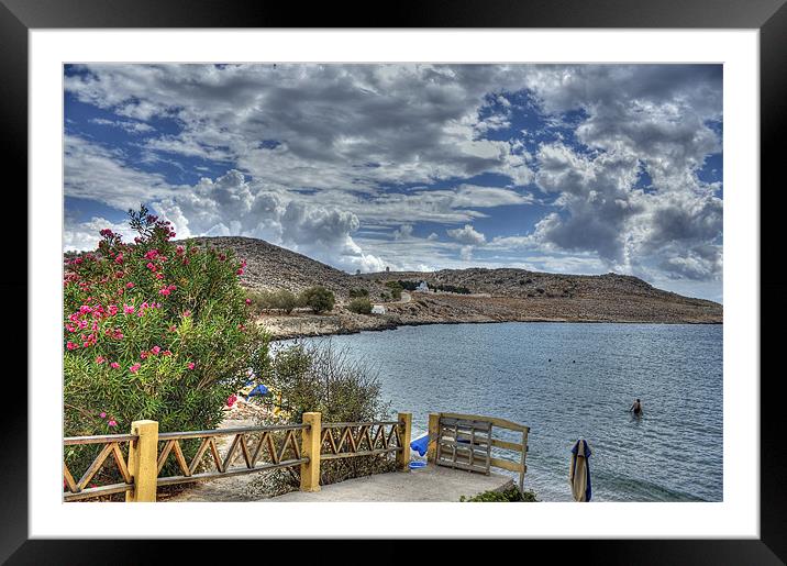 The view from Nik’s Taverna Framed Mounted Print by Tom Gomez