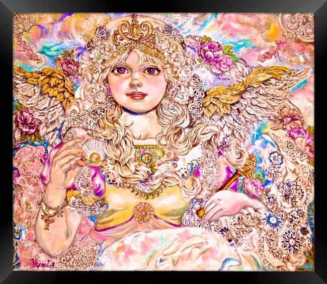 Yumi Sugai. The angel of the Golden pearl. Framed Print by Yumi Sugai