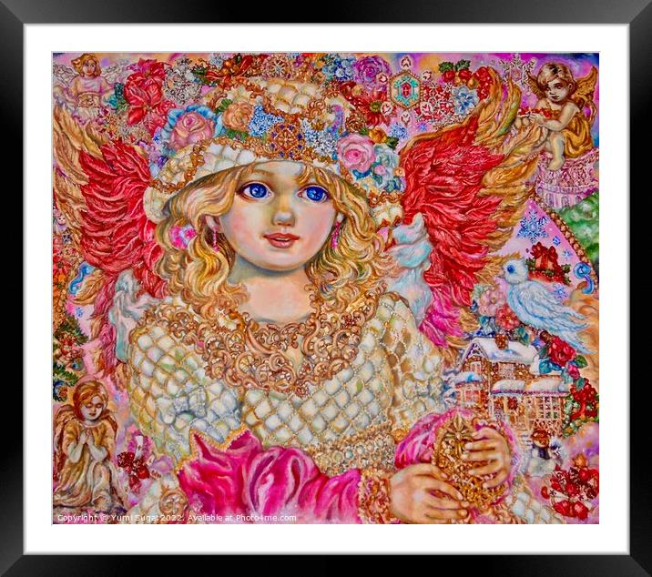 Yumi Sugai. Christmas angel. Framed Mounted Print by Yumi Sugai