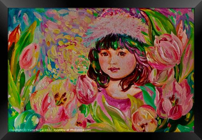 Yumi Sugai. A girl in a tulip. Aina. Framed Print by Yumi Sugai