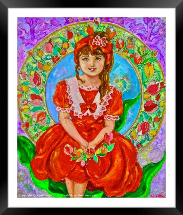 Yumi Sugai. Red tulip fairy. Framed Mounted Print by Yumi Sugai