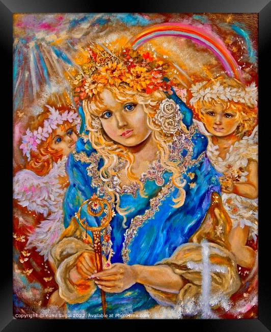 Yumi Sugai.Saint Mary and Angels. Framed Print by Yumi Sugai