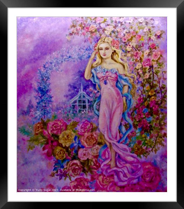 Yumi Sugai.Rose flower fairy. Framed Mounted Print by Yumi Sugai