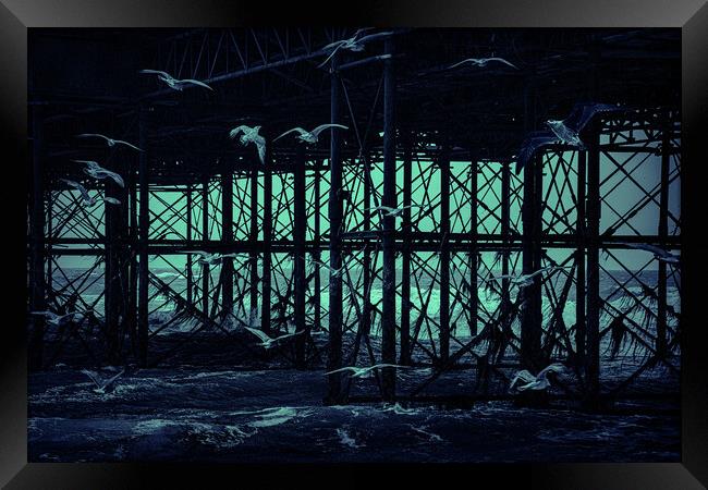 Girders, Gulls and a Ghostly Glow Framed Print by Chris Lord