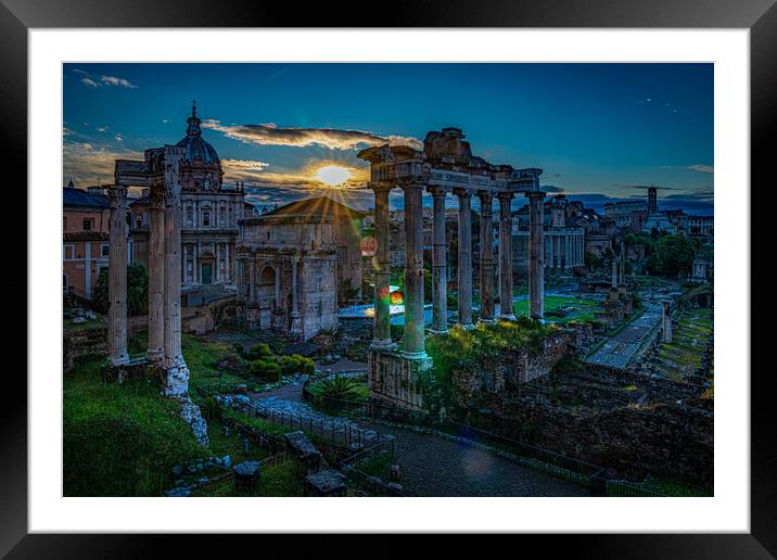 The Ancient Roman Forum At Sunrise Framed Mounted Print by Chris Lord
