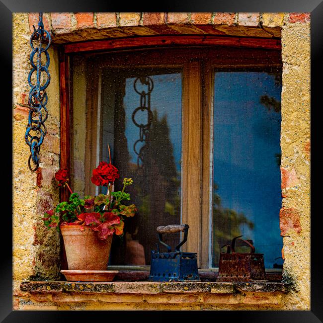 Rustic Italian Farm Window Framed Print by Chris Lord