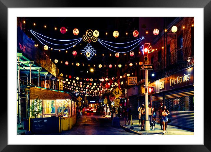 Chinatown Street At Night Framed Mounted Print by Chris Lord