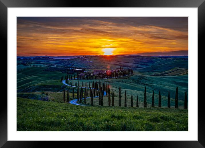 Sunset At The Lovely Val D'Orcia Framed Mounted Print by Chris Lord