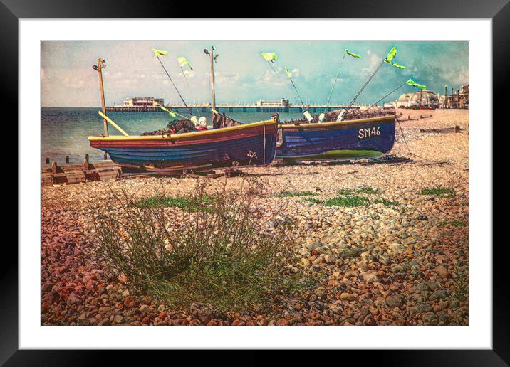 Fishing Boats On Worthing Beach Framed Mounted Print by Chris Lord