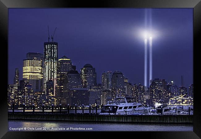 Tribute Lights and Freedom Tower Framed Print by Chris Lord