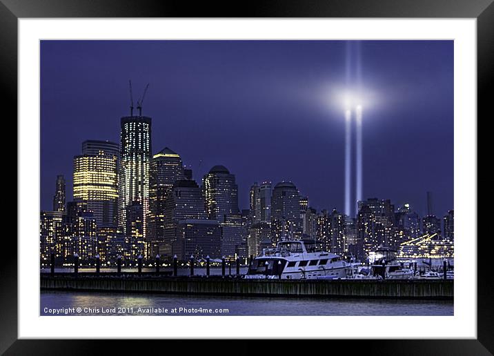 Tribute Lights and Freedom Tower Framed Mounted Print by Chris Lord