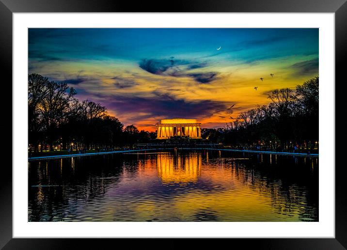 Lincoln Memorial Sunset Framed Mounted Print by Chris Lord