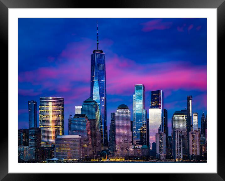 Blue Hour Downtown Manhattan Framed Mounted Print by Chris Lord