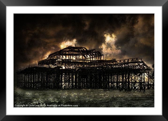 West Pier Storm Front Framed Mounted Print by Chris Lord