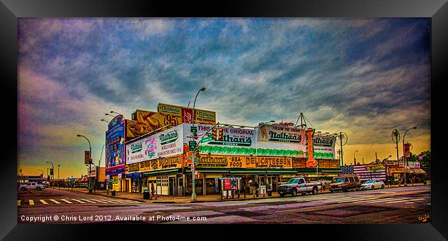 Nathan's Famous, Coney Island, New York Framed Print by Chris Lord