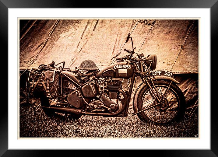 Wartime Motorcycle Framed Mounted Print by Chris Lord