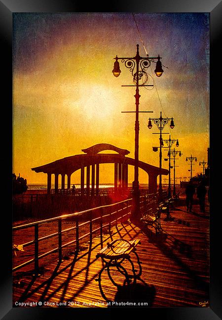 Boardwalk Sunset Framed Print by Chris Lord