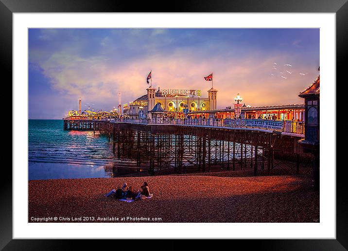 Brighton Pier at Dusk Framed Mounted Print by Chris Lord