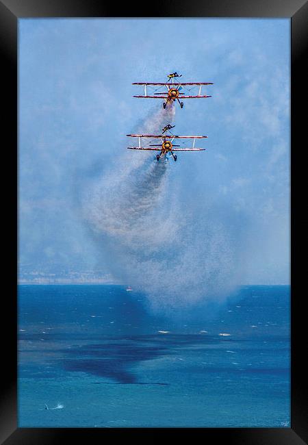 Stearman Biplanes At Eastbourne Framed Print by Chris Lord
