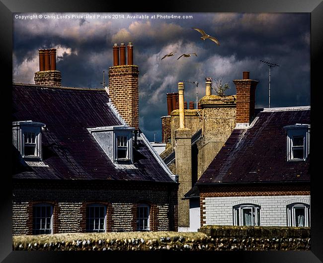  Seaside Chimney Pots at Sunset Framed Print by Chris Lord