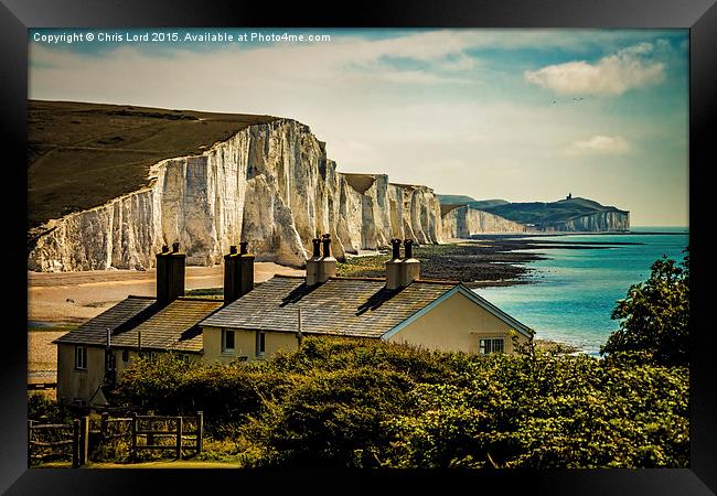 The Seven Sisters  and the Coast Guard Cottages Framed Print by Chris Lord