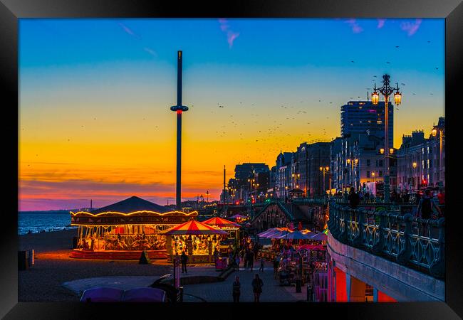 Brighton Seafront Sunset Framed Print by Chris Lord