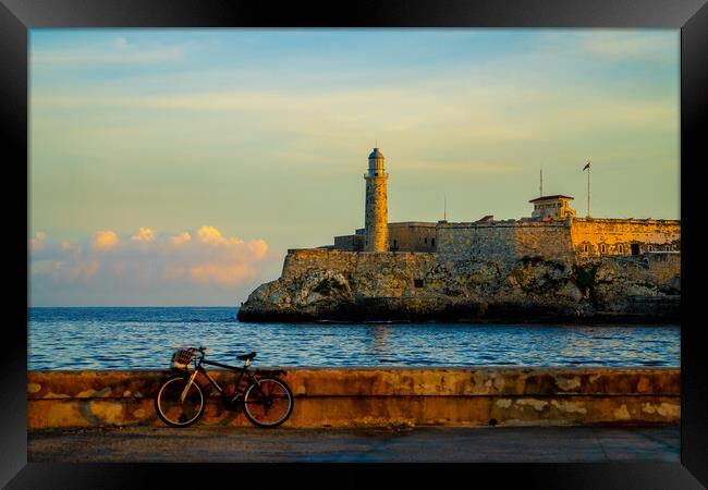 Daybreak On The Havana Malecon Framed Print by Chris Lord