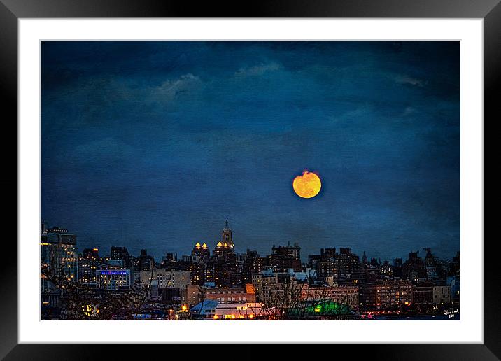 Manhattan Moonrise Framed Mounted Print by Chris Lord