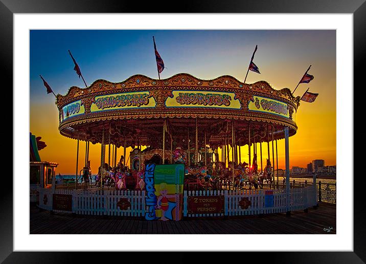 Brighton Carousel At Sunset Framed Mounted Print by Chris Lord