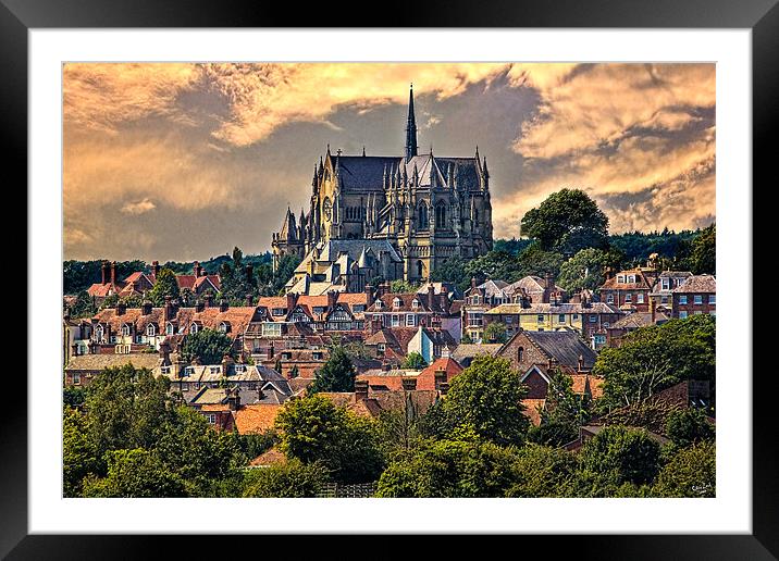 Arundel Cathedral and Village Rooftops Framed Mounted Print by Chris Lord