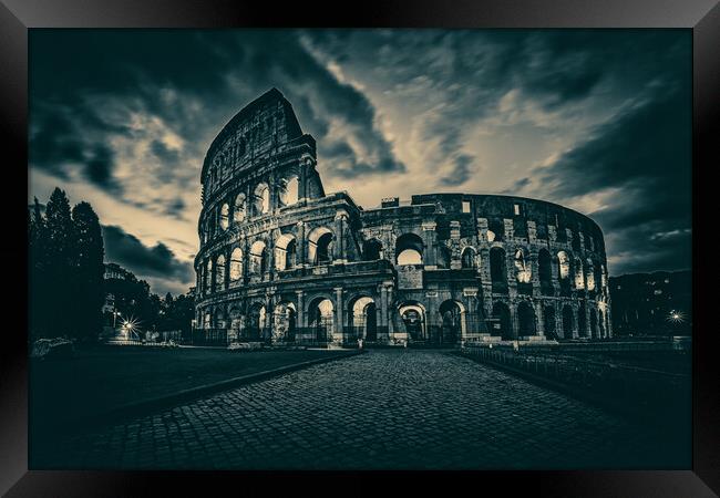 Moody Dawn At The Roman Coliseum Framed Print by Chris Lord