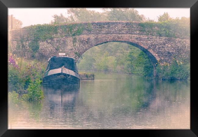 A Misty Morning On The Kennet And Avon canal Framed Print by Chris Lord