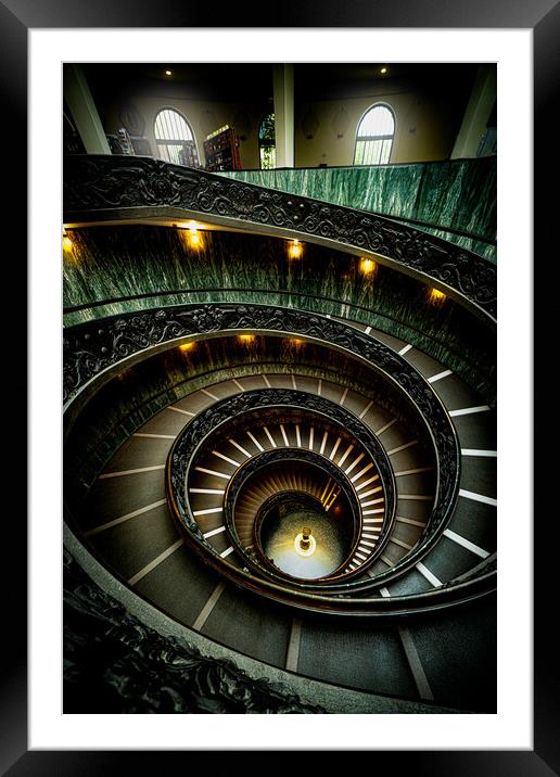 The Vatican Spiral Staircase Again Framed Mounted Print by Chris Lord