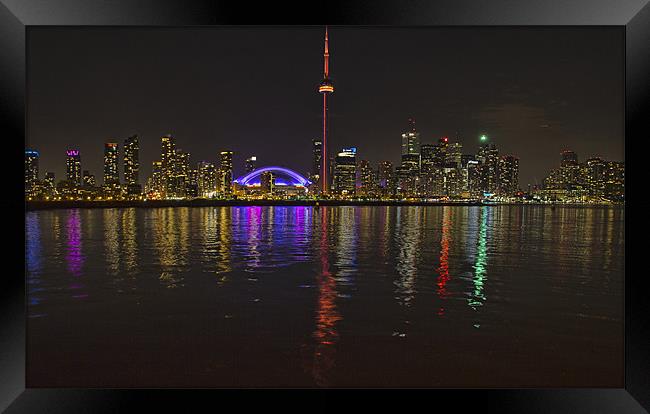 Toronto By Night Framed Print by Lynne Morris (Lswpp)