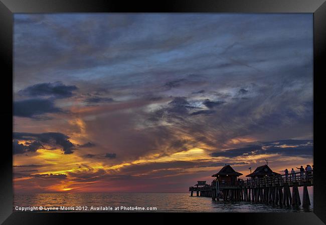 Sunset At Naples Pier Framed Print by Lynne Morris (Lswpp)
