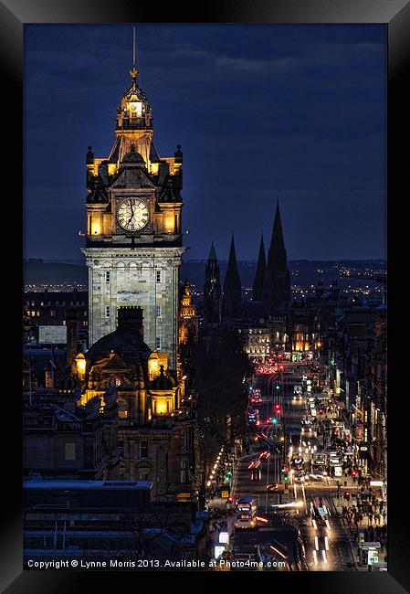Edinburgh At Night Framed Print by Lynne Morris (Lswpp)