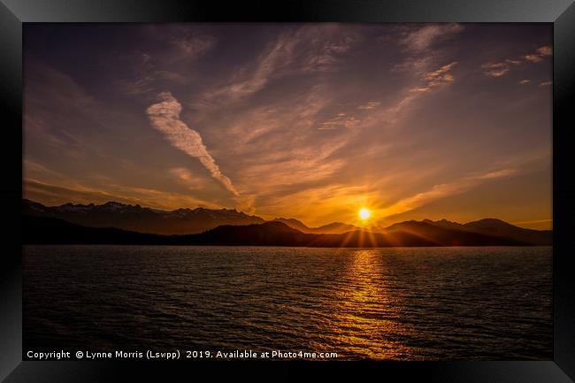 Alaskan Sunset Framed Print by Lynne Morris (Lswpp)