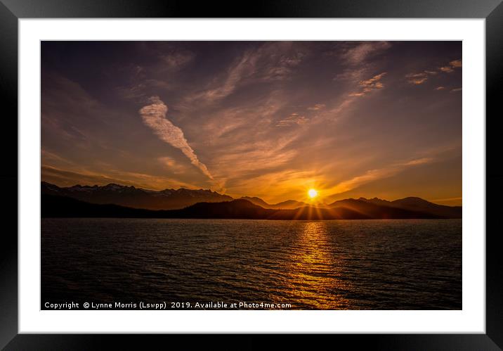 Alaskan Sunset Framed Mounted Print by Lynne Morris (Lswpp)