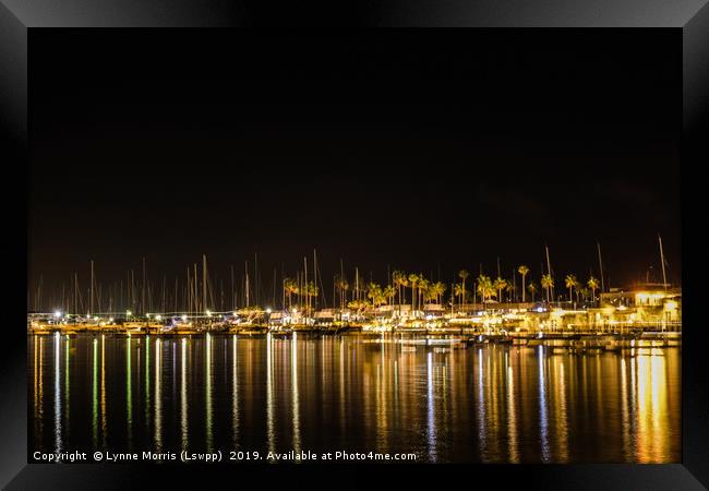 Puerto Pollensa At Night Framed Print by Lynne Morris (Lswpp)
