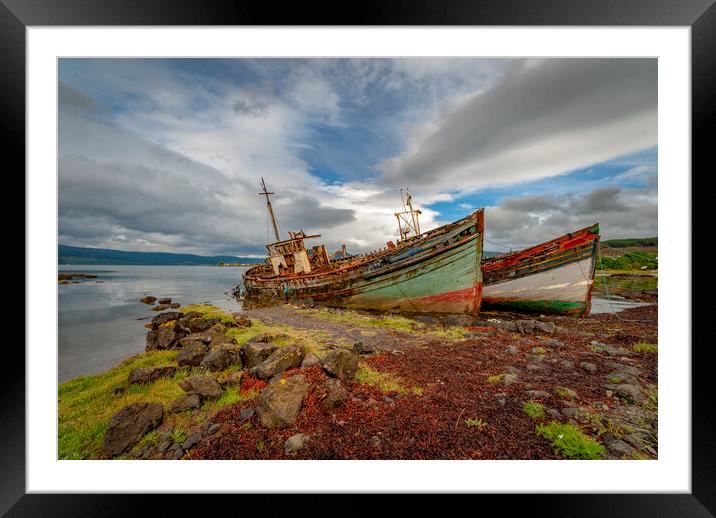 fishing boat wrecks Scotland Framed Mounted Print by Eddie John